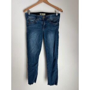 Democracy Women's Blue Denim Ab Solution Skinny Jeans Frayed Hem Size‎ 8